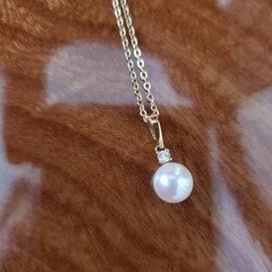 Mikimoto Pearl & Diamond Pendant Necklace